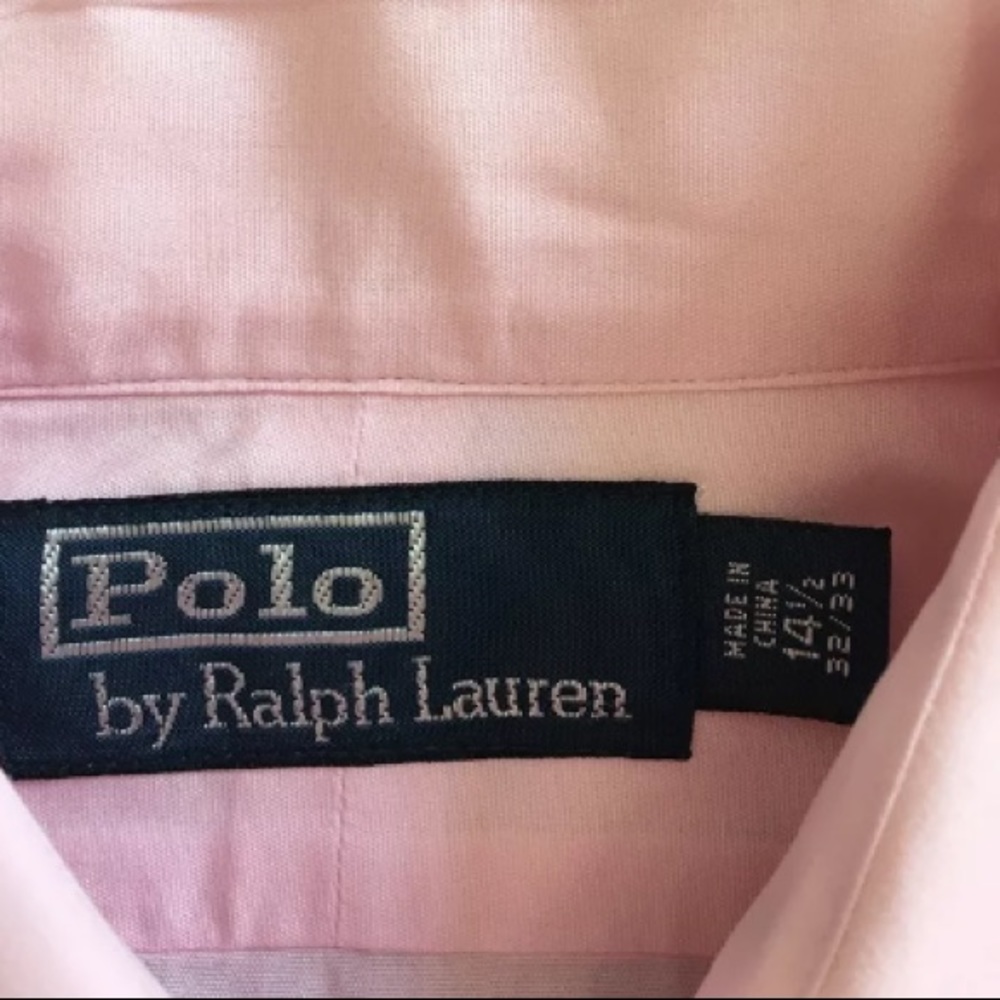 Polo by Ralph Lauren Pink Button Down Sz 14 1/2 - Picture 3 of 4